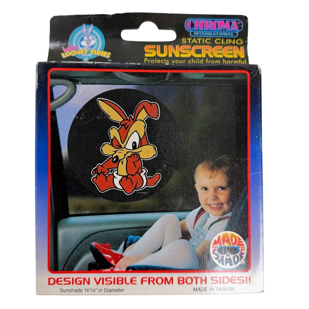 Vintage Baby Looney Tunes Wile E. Coyote Chroma Int. Static Cling Sunscreen NIB